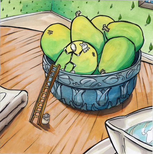 Polishing Pears- Illustration Art Print